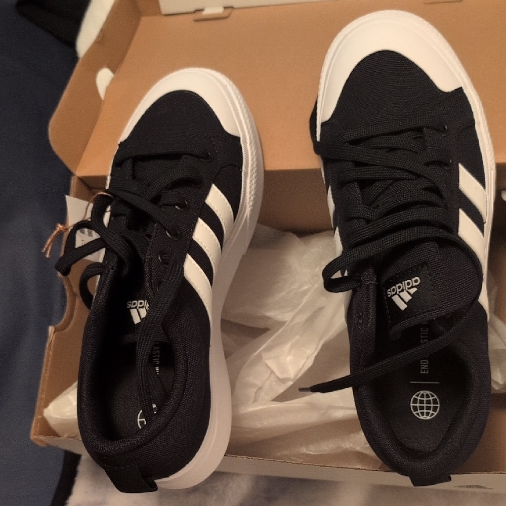 Adidas Black and White Platform Sneakers BRAND NEW. - Picture 2 of 4